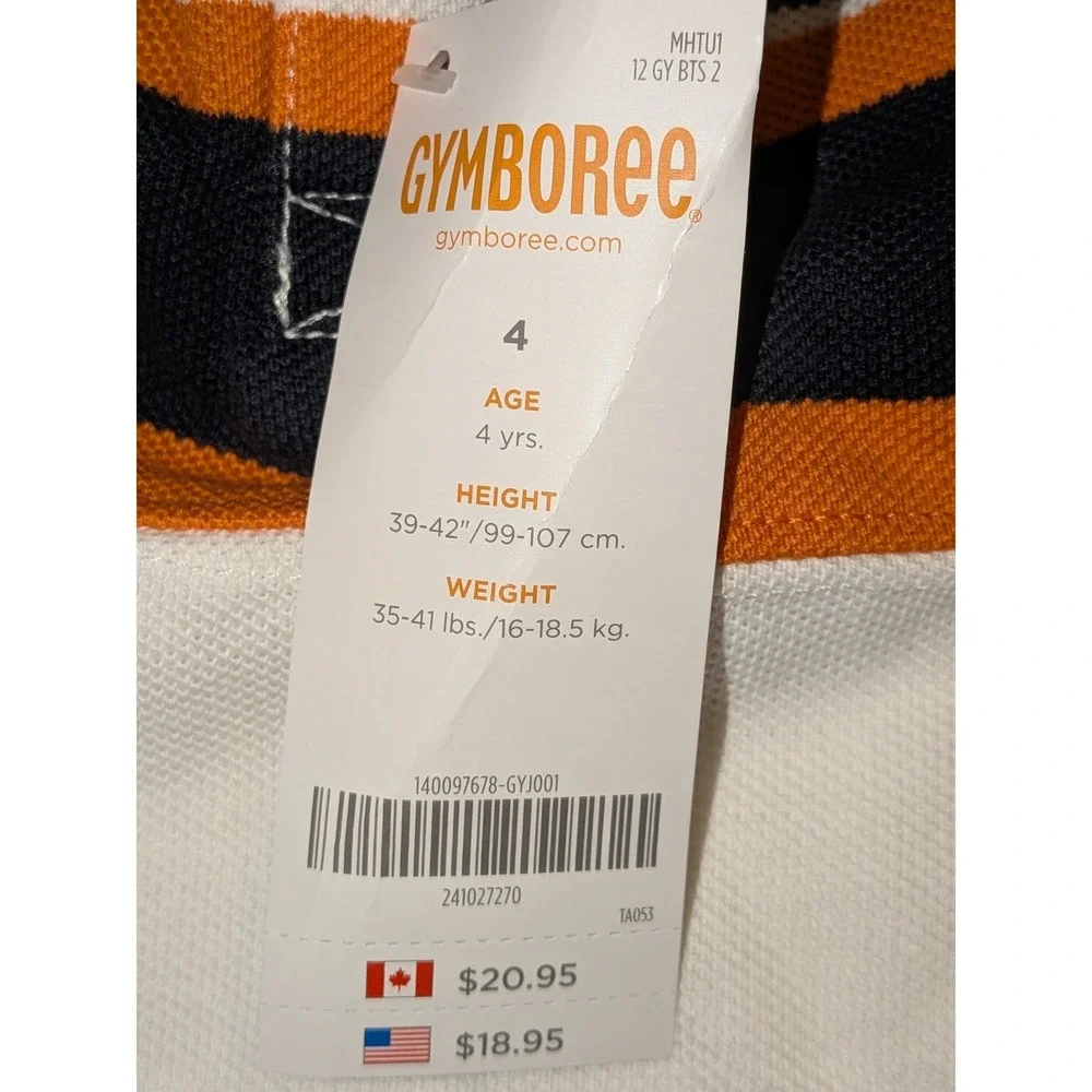 Gymboree Boys Size 4 White Striped Short Sleeve Cotton Polo Shirt NWT